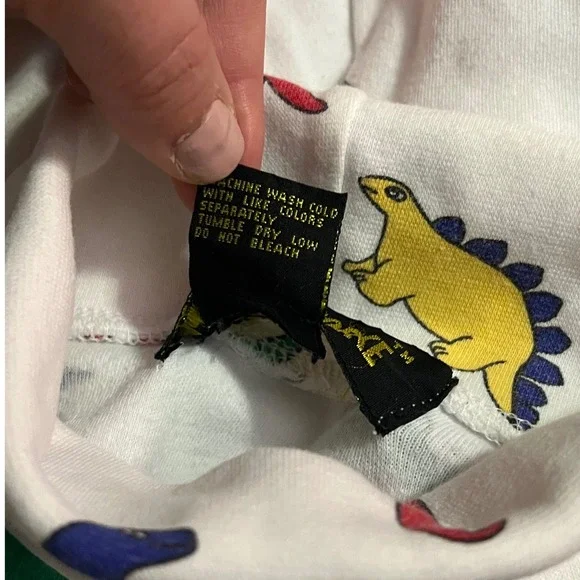 Vintage Driving Force Kids Dinosaur Print Turtleneck Shirt White Cotton Size 5** - Picture 6 of 12